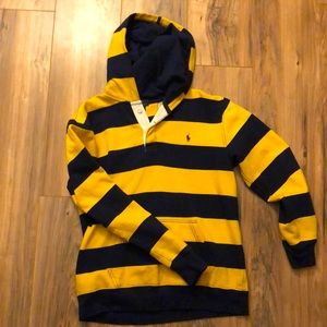 Striped Rugby Polo Hoodie